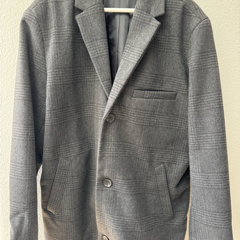 Old Navy Charcoal Plaid Men's Top Coat